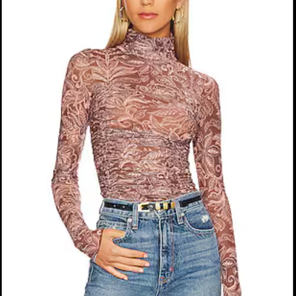 Under It All Printed Bodysuit In Rust Combo Xs - image 1